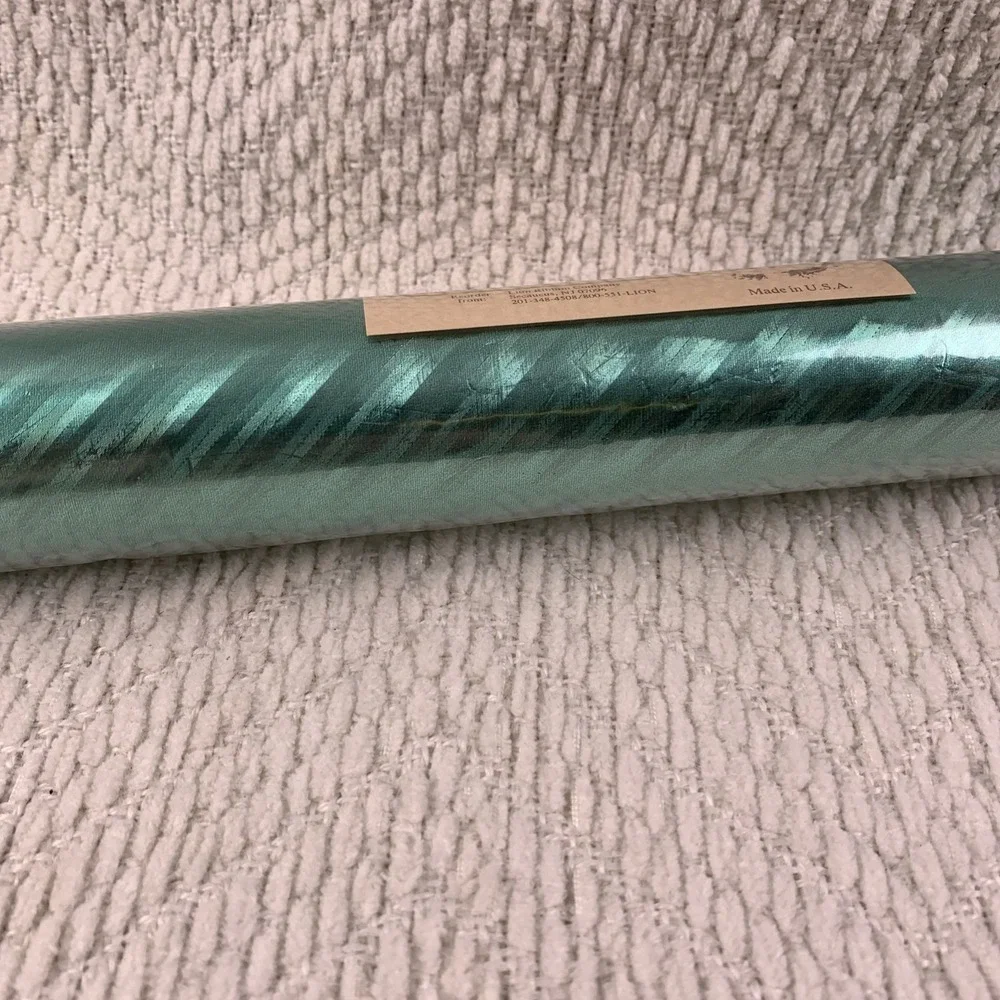 Vtg Christmas Wrapping Paper Foil Metallic Green Shiny MCM Texture NOS Lance USA